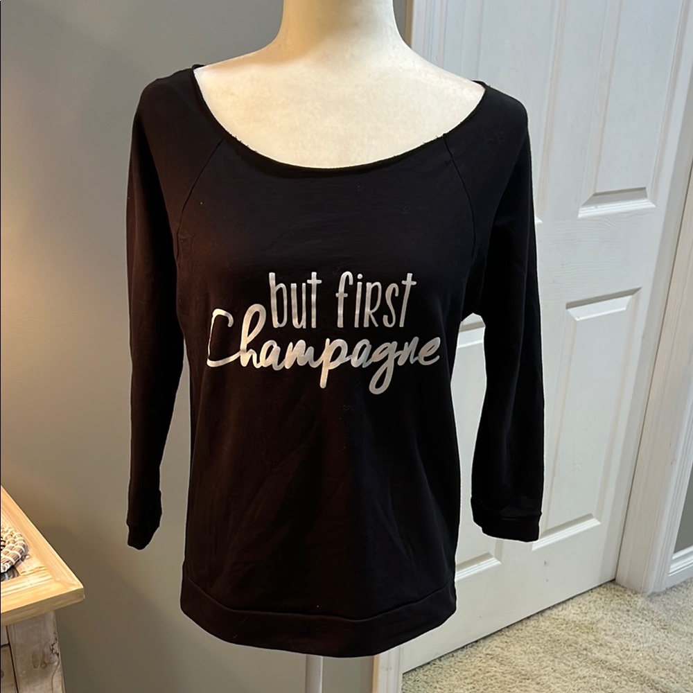 Women's Long Sleeve Top with Slogan M